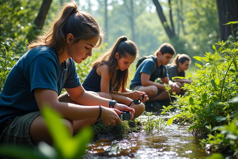 Students conducting environmental fieldwork