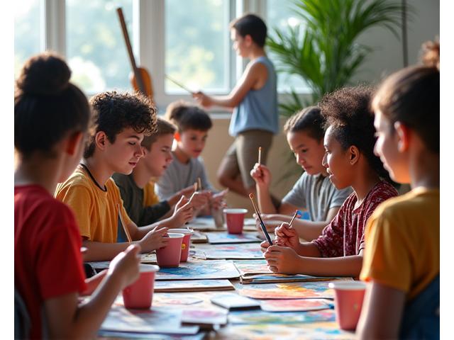Young artists in creative workshop